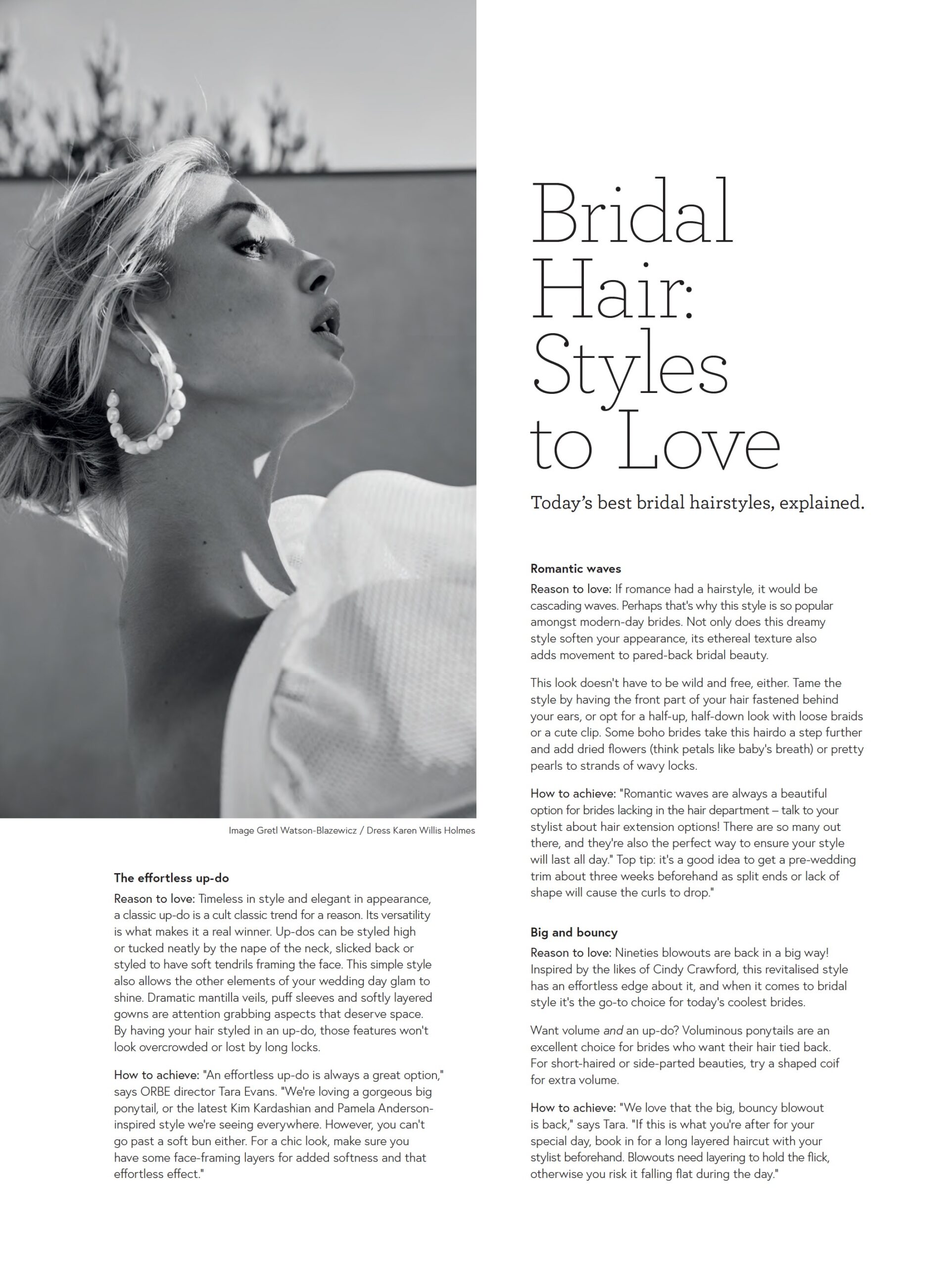 South Australian Weddings article Bridal hair styles to love, ORBE Hair Tara Evans